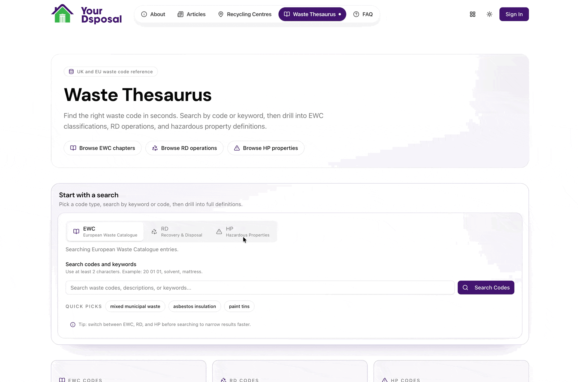 Dsposal EWC Code Search Cutting Fluid GIF 1