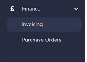 The Invoicing area button highlighted from the left side menu