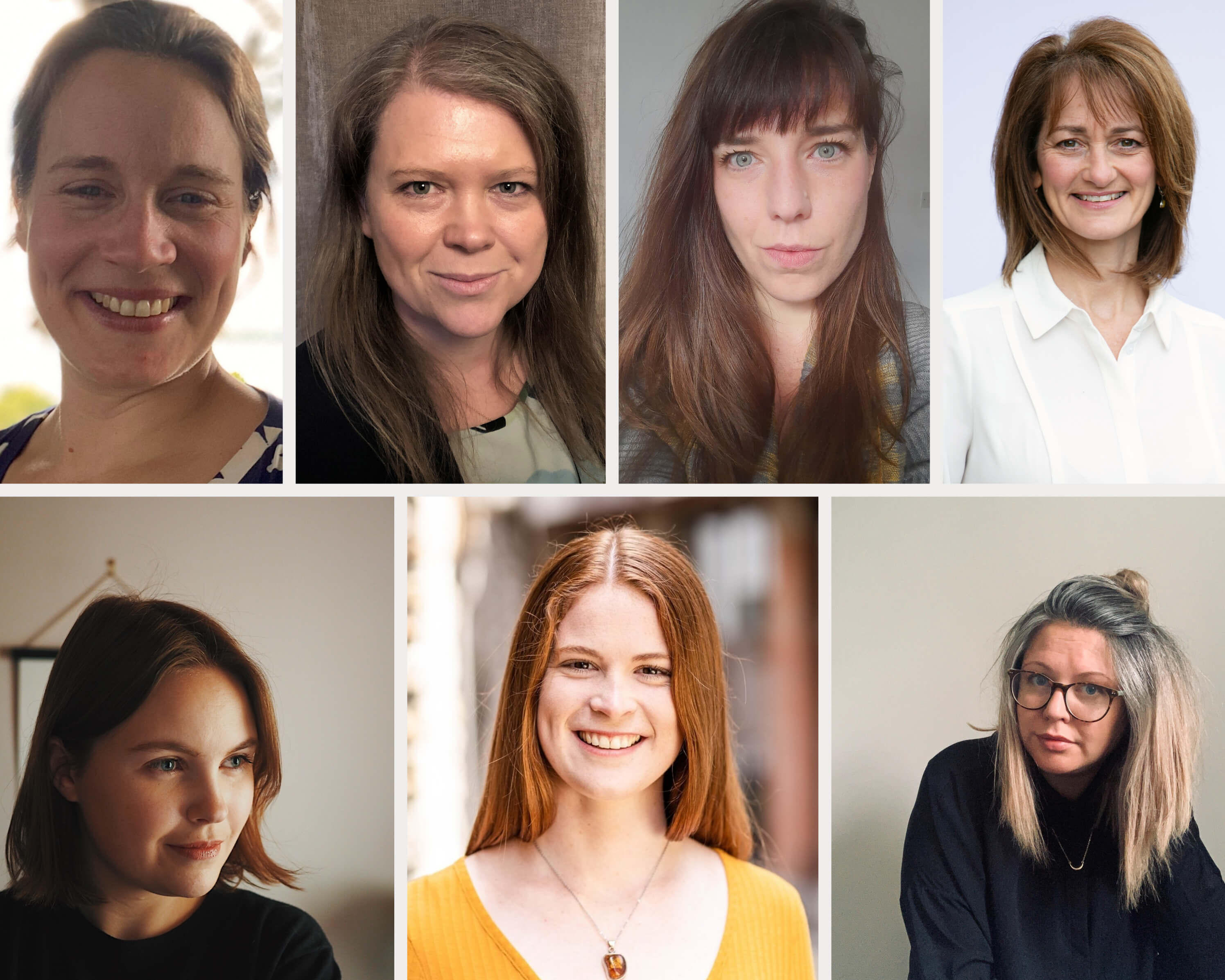 Collage photograph of seven women Clockwise from top left:  Grace Stewart, Chiesi; Sophie Walker, Dsposal; Alexa Culver, Dsposal; Harriet Lewis, Chiesi; Rebecca Rae-Evans, Reply; Marissa Gotsell, Chiesi; Mille Vardheim, Reply.